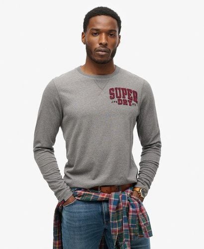 Men's Vintage Athletic Long Sleeve Top Dark Grey / Mid Grey Marl - Size: Xxl - Superdry - Modalova