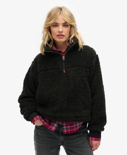 Women's Super Soft Zip Henley Jumper Black / Jet Black - Size: 12 - Superdry - Modalova