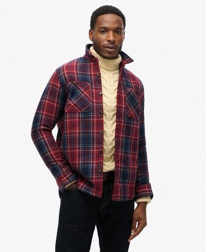 Men's The Merchant Store - Quilted Overshirt Red / Rhubarb Red Check - Size: L - Superdry - Modalova