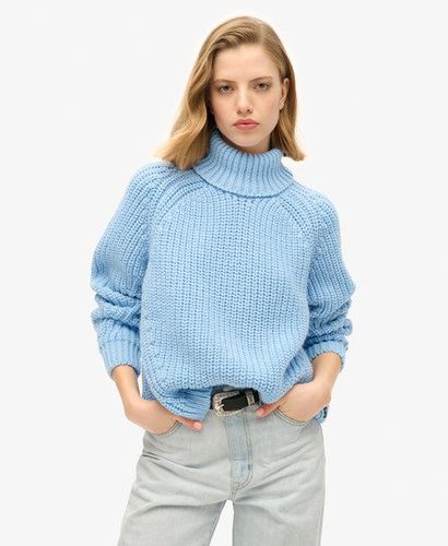 Women's Slouchy Stitch Roll Neck Knit Light Blue / Bright Pale Blue Marl - Size: 10 - Superdry - Modalova