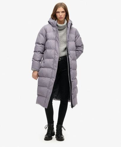 Women's Tweed Longline Puffer Coat Grey / Grey Marl - Size: 10 - Superdry - Modalova