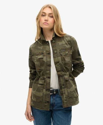 Women's Embroidered Military Field Jacket Khaki / Sun Bleached Camo - Size: 12 - Superdry - Modalova