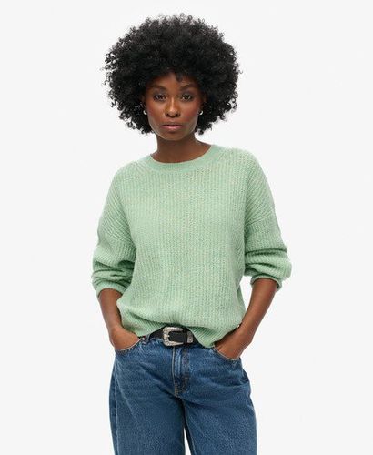 Women's Brushed Crew Neck Jumper Green / Soft Green Twist - Size: 14 - Superdry - Modalova