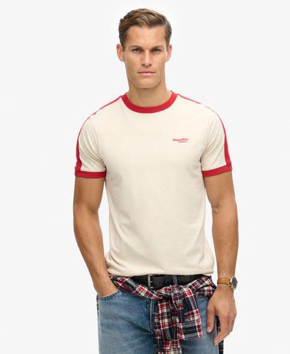 Men's Essential Logo Retro T-Shirt Beige / Oatmeal/Chilli Pepper Red - Size: XL - Superdry - Modalova