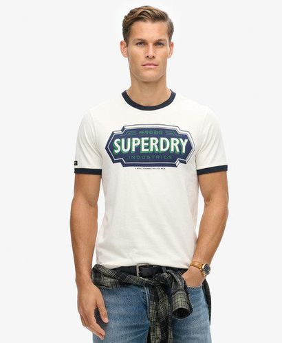 Men's Ringer Workwear Graphic T-Shirt Navy / Winter White/Eclipse Navy - Size: L - Superdry - Modalova