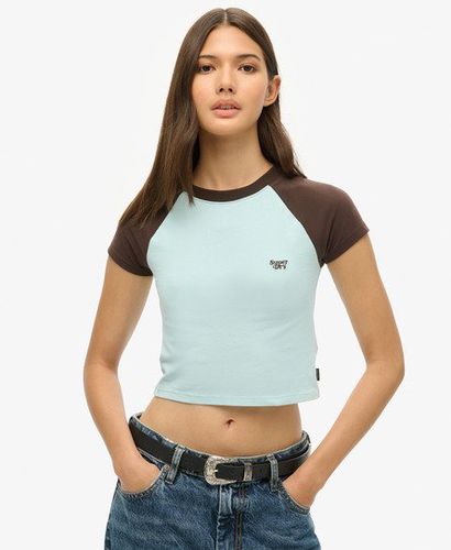 Women's Cropped Baseball Baby T-Shirt Light Blue / Sky Blue/Dark Chocolate Brown - Size: 10 - Superdry - Modalova