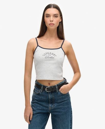 Women's Athletic Essentials Crop Cami Top Grey / Cadet Grey Marl - Size: 8 - Superdry - Modalova