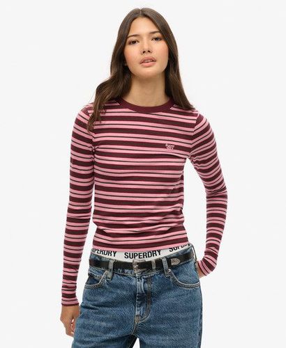 Women's Stripe Long Sleeve Top Pink / Lilac Pink Stripe - Size: 10 - Superdry - Modalova