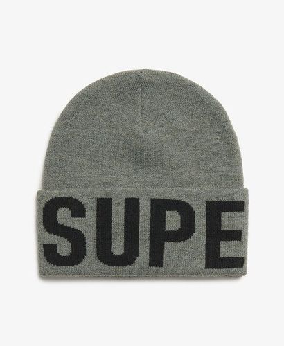 Women's Branded Knitted Beanie Hat Dark Grey / Rock Grey Marl - Size: 1SIZE - Superdry - Modalova