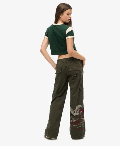 Women's Low Rise Embroidered Cargo Pants Green / Surplus Goods Olive Green - Size: 26 - Superdry - Modalova