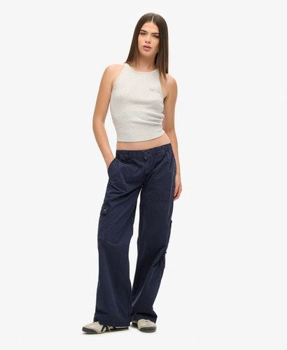 Women's Low Rise Embroidered Cargo Pants Navy / Lauren Navy - Size: 28 - Superdry - Modalova