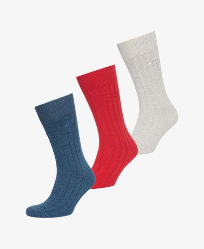 Unisex , und Gerippte Core Crew Socken im 3er-Pack aus Bio-Baumwolle mit Logo-Druck, Größe: S/M - Superdry - Modalova