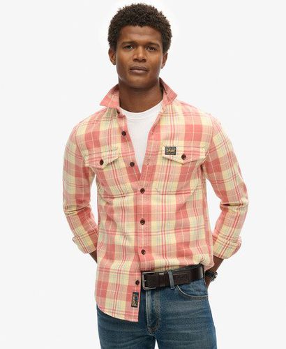 Men's Organic Cotton Worker Check Shirt Pink / Ranch Clay Orange Check - Size: Xxxl - Superdry - Modalova