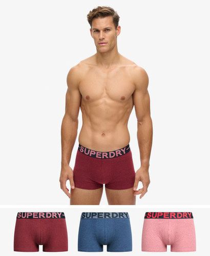 Men's Organic Cotton Trunk Triple Pack Red/Blue / Berry Red Marl/Mid Red Grit/Dark Indigo Blue Marl - Size: S - Superdry - Modalova