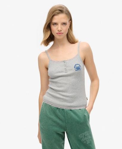 Women's Athletic Essentials Button Down Cami Top Grey / Grey Marl - Size: 14-16 - Superdry - Modalova