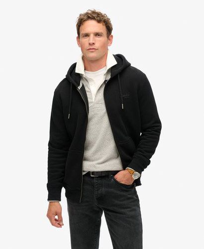 Men's Essential Logo Zip Hoodie Black - Size: Xxl - Superdry - Modalova