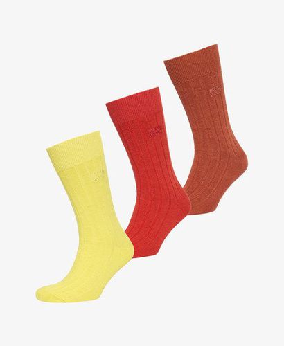 Women's Organic Cotton Unisex Core Rib Crew Sock 3 Pack Yellow / Evening Primrose Marl - Size: S/M - Superdry - Modalova