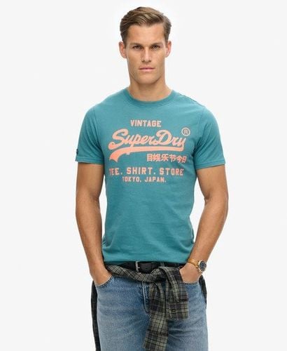 Men's Neon Vintage Logo Graphic T-Shirt Turquoise / Hydro Dark Turquoise - Size: S - Superdry - Modalova