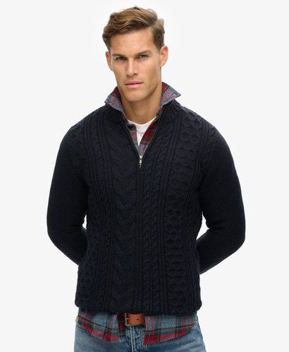 Men's Jacob Cable Knit Half Zip Jumper Navy / Eclipse Navy - Size: XL - Superdry - Modalova