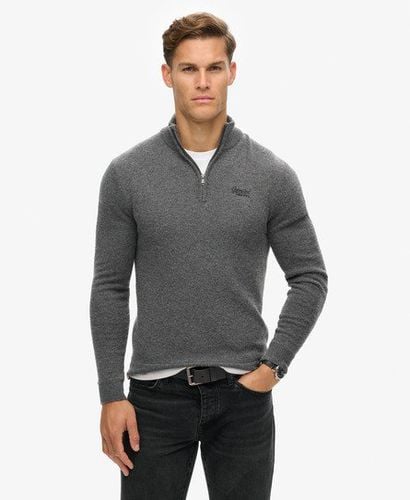 Men's Essential Embroidered Knitted Half Zip Jumper Dark Grey / Gull Grey Marl - Size: XL - Superdry - Modalova