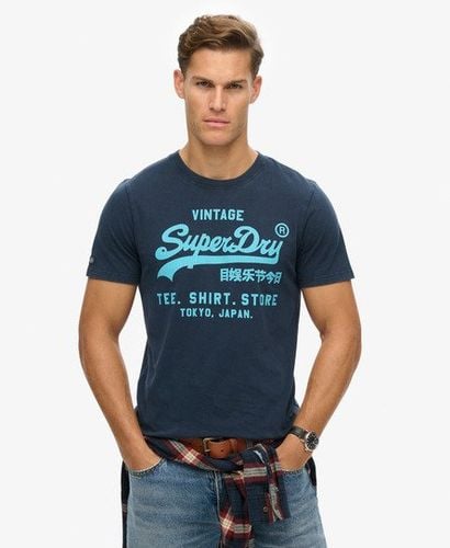 Men's Neon Vintage Logo Graphic T-Shirt Navy / Deep Navy - Size: Xxl - Superdry - Modalova