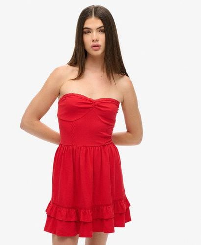 Women's 50s Lace Bandeau Mini Dress Red / Risk Red - Size: 10 - Superdry - Modalova