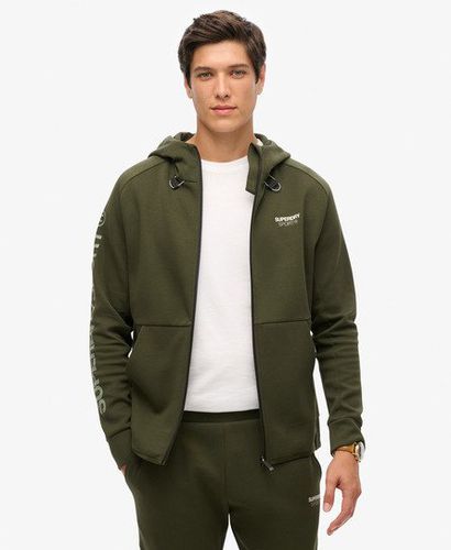 Mens Classic Embroidered Logo Sport Tech Loose Zip Hoodie, Khaki, Size: L - Superdry - Modalova