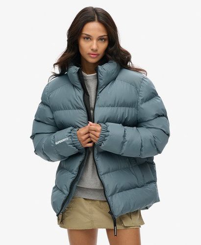 Women's Oversized Sports Puffer Jacket Blue / Stormy Weather Blue - Size: L - Superdry - Modalova