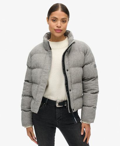 Women's Tweed Puffer Boxy Jacket Grey / Grey Marl - Size: 10 - Superdry - Modalova