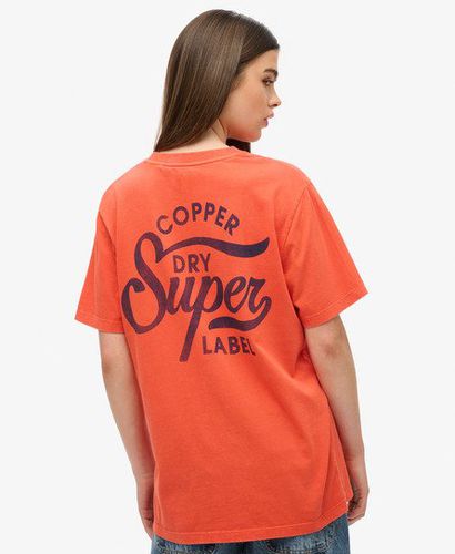 Women's Oversized Copper Label Chest Graphic T-Shirt Orange / Denim Co Rust Orange - Size: L - Superdry - Modalova