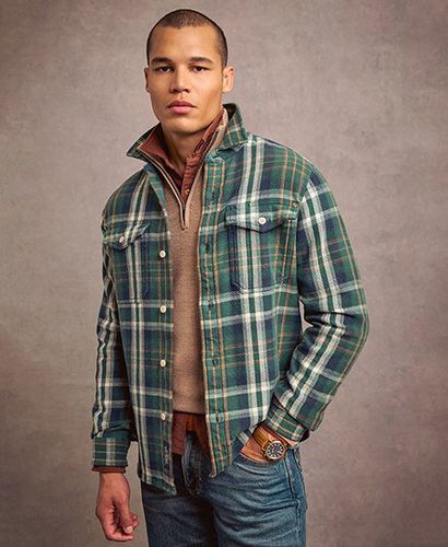 Men's The Merchant Store - Heavy Checked Shirt Green / Merchant Check Green - Size: L - Superdry - Modalova