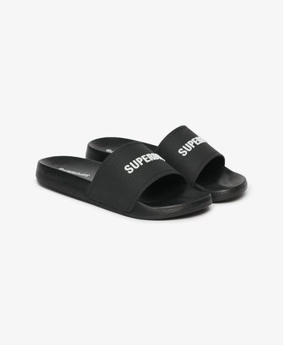 Men's Logo Pool Sliders Black / Black/ecru - Size: 10-11 - Superdry - Modalova