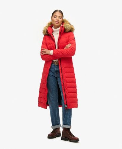 Women's Arctic Longline Puffer Coat Red / High Risk Red - Size: 10 - Superdry - Modalova