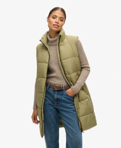 Women's Longline Quilted Gilet Green / Tornado Green - Size: 10 - Superdry - Modalova