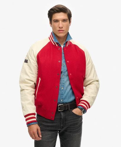 Men's College Varsity Bomber Jacket Red / Varsity Red - Size: L - Superdry - Modalova