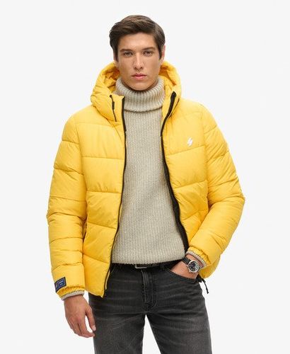 Men's Sports Puffer Hooded Jacket Yellow / Volt - Size: S - Superdry - Modalova