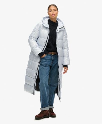 Women's Xpd Sports Longline Puffer Coat Blue / Ice Blue - Size: 12 - Superdry - Modalova