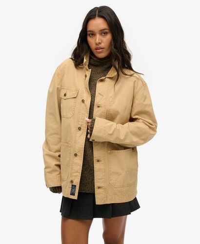 Women's Cotton The Merchant Store Oversized Work Jacket, Beige, Size: L - Superdry - Modalova
