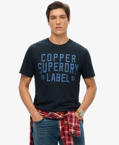 Men's Copper Label Workwear T-shirt Navy / Eclipse Navy Slub - Size: M - Superdry - Modalova