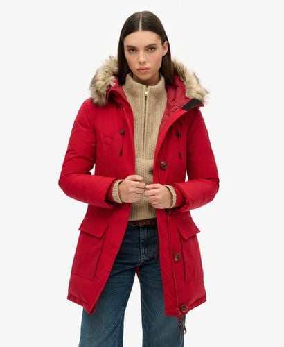 Women's Daunenparka mit Kapuze und Kunstfellbesatz - Größe: 40 - Superdry - Modalova