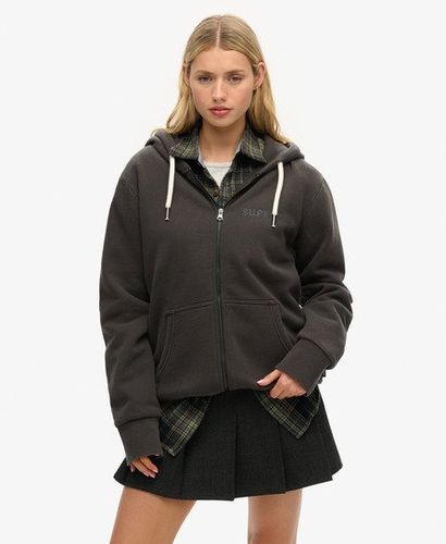 Women's Oversized Tattoo Graphic Zip Hoodie Black / Washed Black - Size: L - Superdry - Modalova