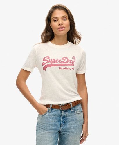 Women's Embellished Vintage Logo T-Shirt White / Desert Bone Off White - Size: 10 - Superdry - Modalova