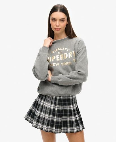Women's Luxe Metallic Logo Sweatshirt Grey / Rich Charcoal Marl - Size: 14 - Superdry - Modalova