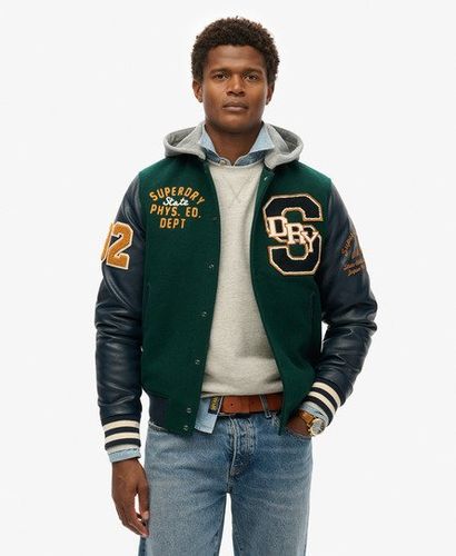 Herren College-bomberjacke mit Kapuze und Aufnähern - Größe: Xxl - Superdry - Modalova