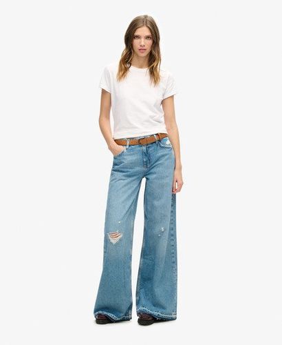 Women's Raw Hem Wide Leg Flare Jeans Blue / Sun Beach Blue - Size: 26/30 - Superdry - Modalova