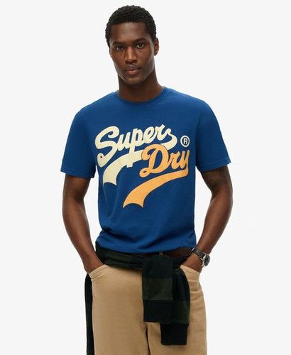 Men's Classic College Script T-shirt Blue / Pilot Mid Blue - Size: L - Superdry - Modalova