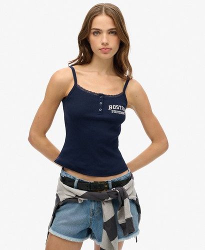 Women's Athletic Essentials Graphic Button Cami Top Navy / Richest Navy - Size: 10 - Superdry - Modalova