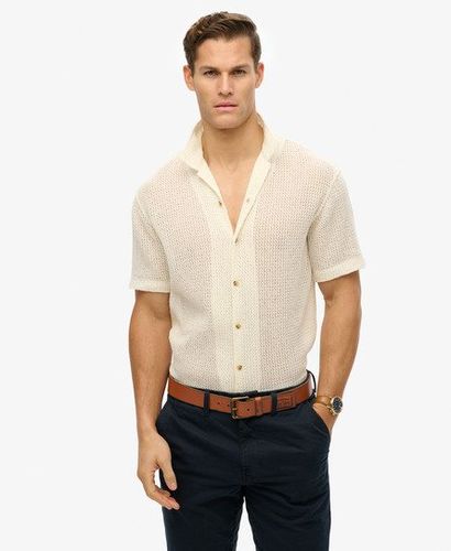 Men's Knitted Texture Shirt Cream / Ecru Texture - Size: L - Superdry - Modalova