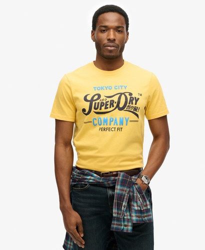 Men's Perfect Fit Script T-shirt Yellow / Pigment Yellow - Size: L - Superdry - Modalova
