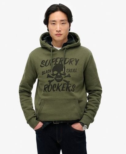 Men's Black Skull Hoodie Green / Army Green - Size: XL - Superdry - Modalova